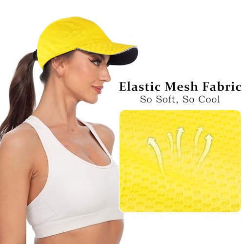 GADIEMKENSD Women's Race Day Running Cap Performance Mesh Hat - Excellent Ventilation, Lightweight, Reflective Safety - color: Yellow