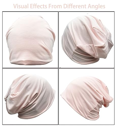 JarseHera 2 Pack Wider Slouchy Beanie for Men Women Oversize Chemo Headwear Large Baggy Skull Cap Cancer Caps Hats - color: 2 Pair,light Pink+dusty Pink-large