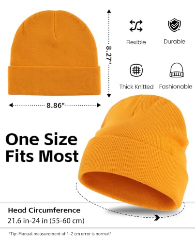 Connectyle Men's Cuffed Beanie Hat Double Layer Knit Winter Watch Cap - color: Gold Yellow