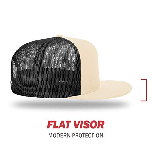 Richardson Unisex 511 Flatbill Trucker Adjustable Snapback Baseball Cap - color: Khaki/Black