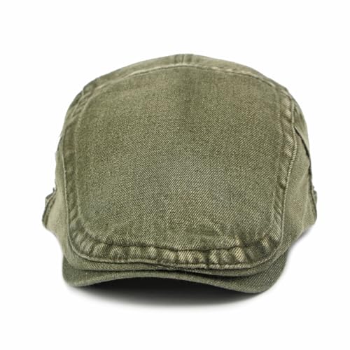 Cotton Newsboy Cap,Breathable Ivy Gatsby Cabbie Beret Hat for Men's Women Driving Hunting Golf - color: Denim Army Green