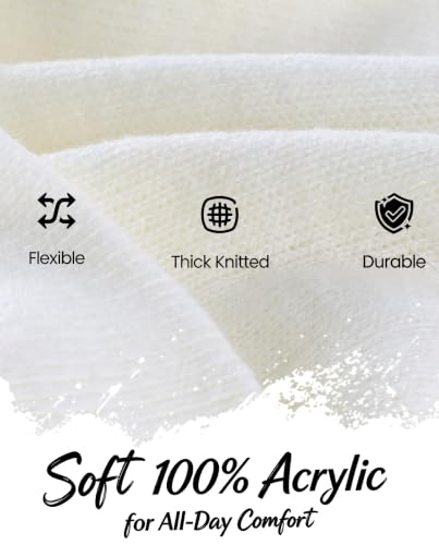 Home Prefer Men's Winter Beanie Hat with Brim Warm Double Knit Cuff Beanie Cap Watch Radar Hat - color: White