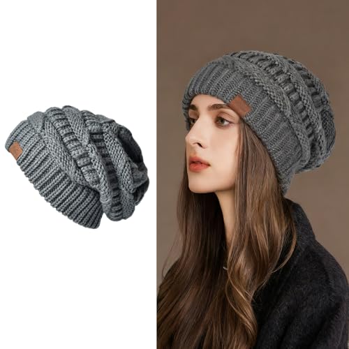 Women's Knitted Angora Wool Hat for Autumn and Winter Warm and Stylish with Rolled Brim and Slanted Rhinestones Cap - color: Z-dark Grey