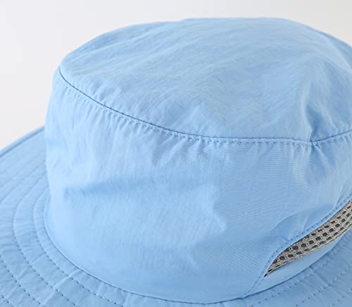 Kids Sun Protection Hat Quick Dry Adjustable Wide Brim Bucket Hat for Boys Girls Summer Fishing Hiking - color: Aqua Blue