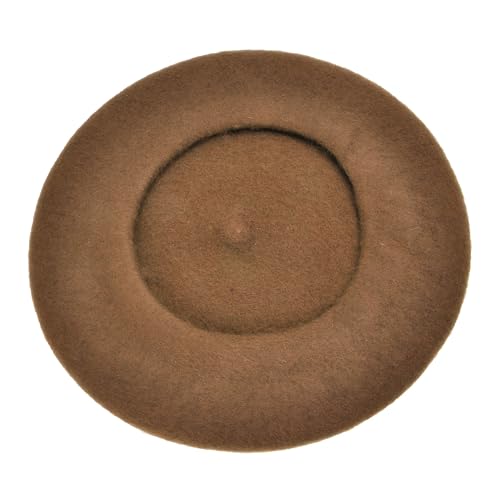 ZLYC Wool French Beret Hat Solid Color Classic Artist Cap for Women - color: Brown