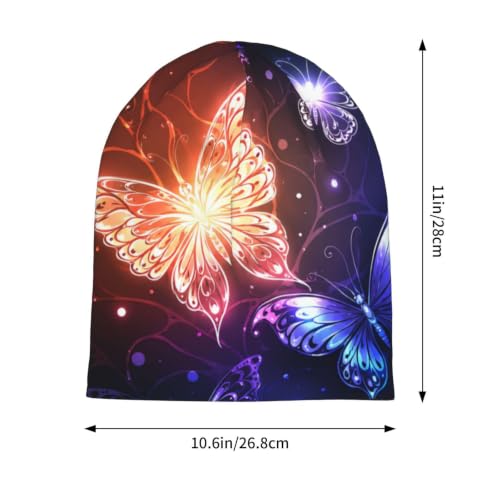 Gamepad Print Slouchy Beanie Skull Caps Chemo Hats Baggy Headwear for Men Women Jogging Cycling - color: Butterflies