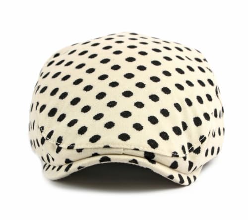 Cotton Newsboy Cap,Breathable Ivy Gatsby Cabbie Beret Hat for Men's Women Driving Hunting Golf - color: Dot Beige