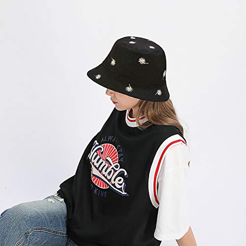 XYIYI Cute Bucket Hat Beach Fisherman Hats for Women, Reversible Double-Side-Wear - color: Daisy