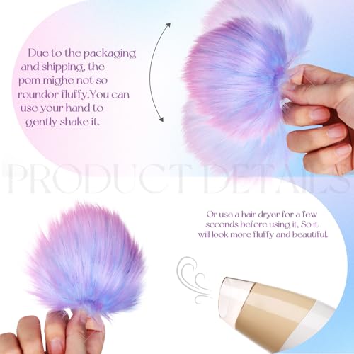 Tatuo 16 Pcs Faux Fur Pom Poms for Hats, Colorful - color: Colorful