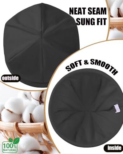 100% T-Shirt Cotton Slouchy Beanie Women Men,Lightweight Chemo Hat - color: Black(2-layer)