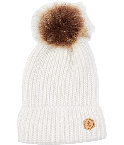 Volcom Women's Lula Faux Fir Pom Snow Beanie - color: Bone S2