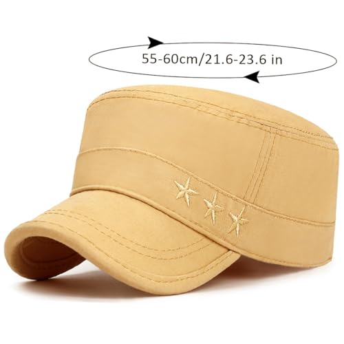 Cadet Hat Flat Top Hats Army Military Caps for Men Women - color: Beige 7