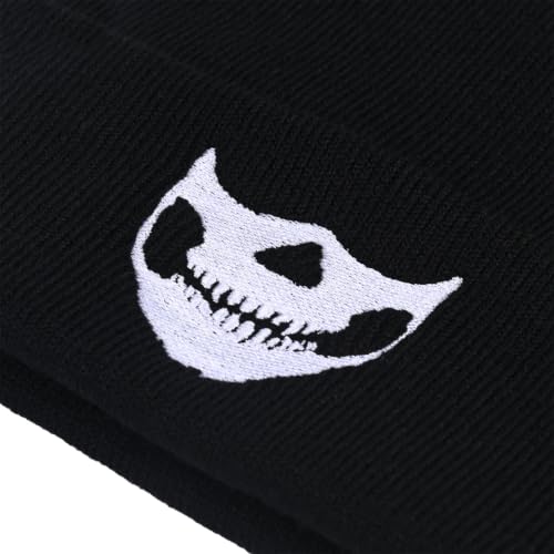 Embroidered Skeleton Beanie Hat Winter Stretch Knit Skull Cap for Men Women - color: Vampire 2-black