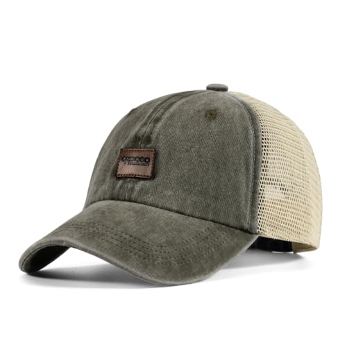 Clakllie Summer Mesh Baseball Cap for Men Vintage Trucker Mesh Back Hat - color: Crzm02-greybrown