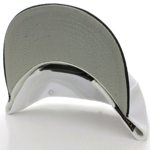 L.O.G.A Plain Flat Bill Visor Blank Snapback Hat Cap with Adjustable Snaps - White-Black