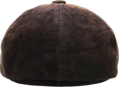 KBETHOS Leather Ascot Made in USA Ivy Collection Classic Newsboy Caps - color: (B) Leather - Dark Brown, size: Small-Medium
