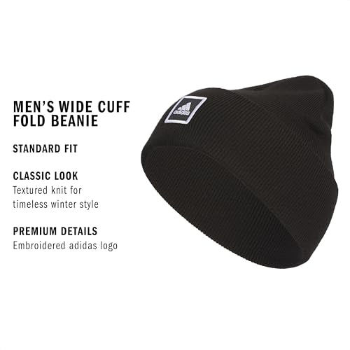 adidas Men's Wide Cuff Slouchy Beanie - color: Wide Cuff/Black/White, size: One Size