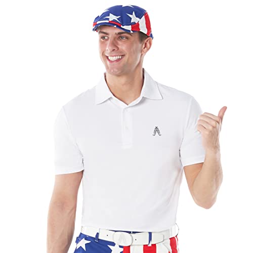 Royal & Awesome Men's Golf Flat Cap, Funny Golf Hats - color: Usa Flag