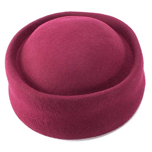 Lawliet Womens 100% Wool Felt Fascinator Hostess Pillbox Millinery Hat Base B028 - color: Wine