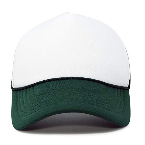 DALIX Two Tone Blank Trucker Hats Caps (2 for 1) - color: Dark Green/White