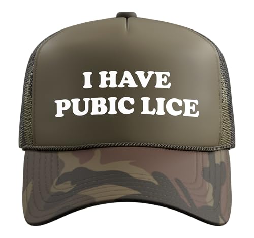 I Have Pubic Lice Trucker Hat with Adjustable Mesh Back - color: Camo Green