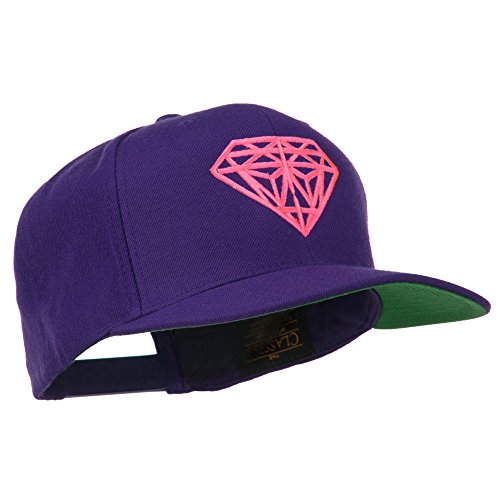 e4Hats.com Pink Diamond Outline Embroidered Snapback Cap - color: Purple