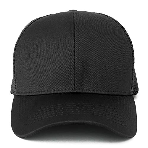 Trendy Apparel Shop Oversize XXL Structured Trucker Mesh Baseball Cap - color: Black