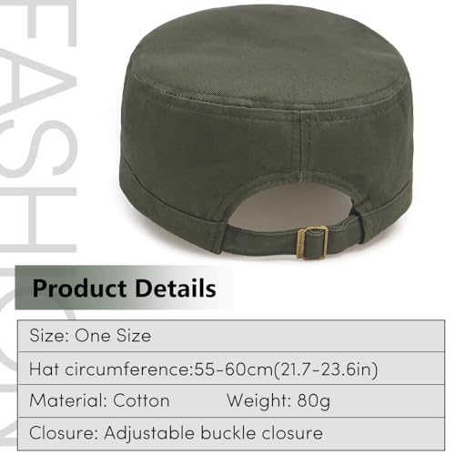 Unisex Cadet Army Cap Military Flat Top Hat for Men Women