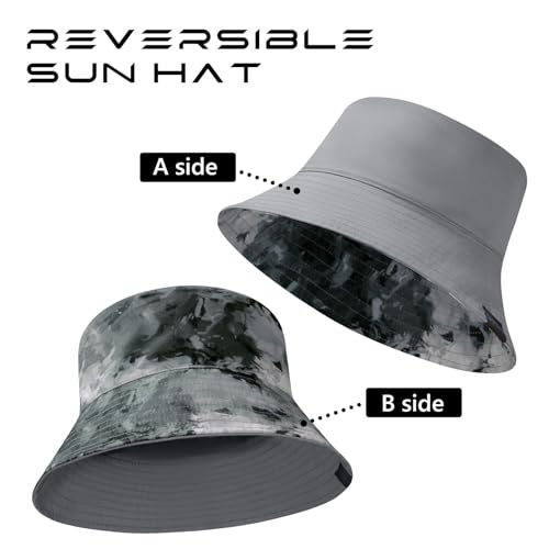 UPF 50+ Reversible Sun Hat - color: Light Grey/Grey Camo, size: Large