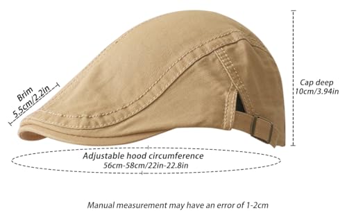 Mens Flat Caps Cabbie Driving Beret Newsboy Cotton Ivy Hat - color: Khaki