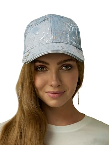 Sandwich Brim High Crown Baseball Cap – Logo-Free – Deep Fit Structured Hat for Men & Women – Minimalist Design - color: Light Blue Denim / Silver Splash