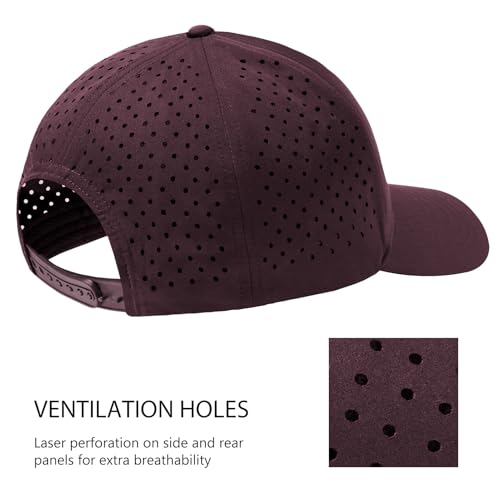 BASSDASH Unisex UPF 50+ Water Resistant Baseball Cap with Laser Cut Mesh - color: Deep Burgundy, style: Regular