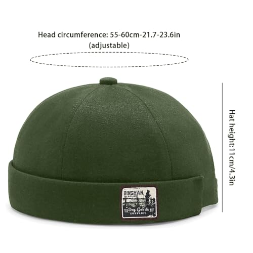 DIYDECAL Brimless Docker Cap,Skullcap Beanie, Retro Sailor Hat for Mens Womens - color: Dark Green