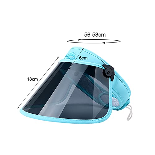 Women Sun Visor Face Shield Sunblock UV Protection Visor Hat UPF 50+ Beach Sun Hat Adjustable Golf Tennis Sports Cap - color: Light Blue