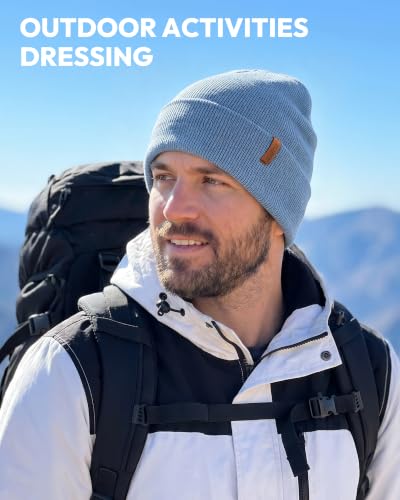 Beanie for Men Women, Winter Double Layer Warm Hat Skull Cap - color: Blue