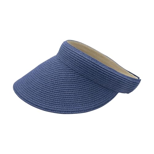 Toyo Braid Clip On Visor Wide Brim Hat Sun Protection for Women - color: Blue