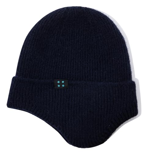 Beanie Earflap Winter Hat Warm Ski Snow Hats Stocking Caps with Ears Fleece Lined Slouchy Ear Flaps Skull Cap - color: Mg-ezmrfsq13-navy Blue
