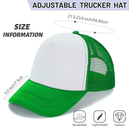 Ultrafun 10 Pack Trucker Hat Mesh Sublimation Blank Hats Adjustable Baseball Caps Hats for Men Women - color: Green White