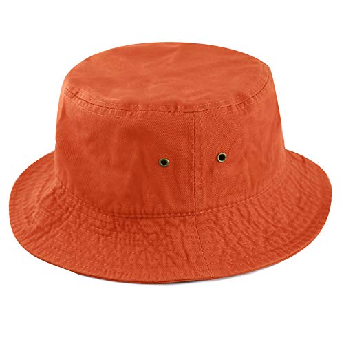Cotton Bucket Hat Packable Sun Hat – Unisex Summer Travel Beach Fisherman Hat for Men Women Outdoor Fishing Hiking - color: Orange, size: Small-Medium
