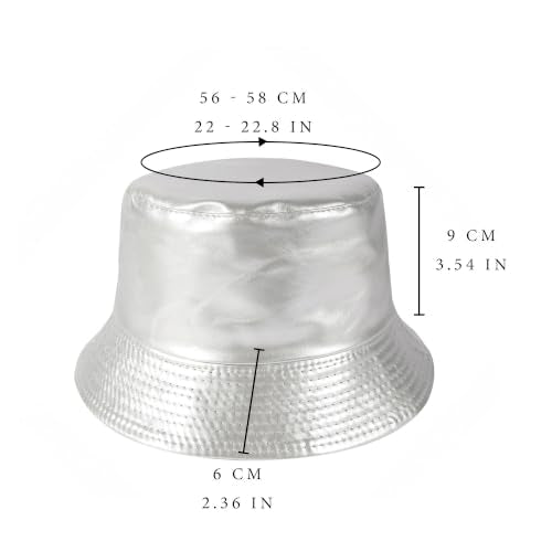 Unisex Black Bucket Hat Waterproof Rain Hat Reversible Shiny Rave Bucket Hat for Concert Festival - color: A3:silver