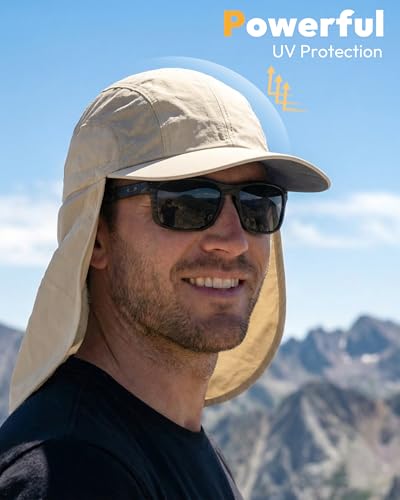 Mens Sun Hat with Breathable Mesh Sun Hats for Men Fishing Hat - color: Light Beige