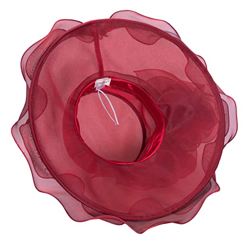 Lawliet Womens Dressy Wide Brim Church Wedding Occasion Sun Hat A613 - color: Wine