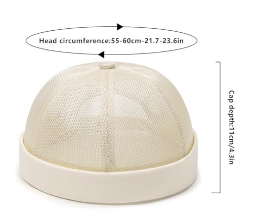 DIYDECAL Mens Mesh Brimless Cap,Summer Skullcap Docker Beanie Hat - color: Beige