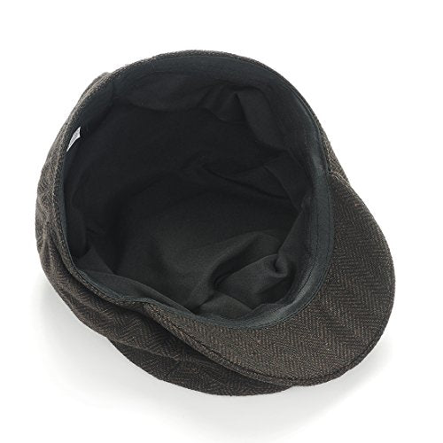 Gatsby Newsboy Hat Men Women Classic Herringbone 8 Panel Trendy Tweeb Flat Cap - color: C Brown