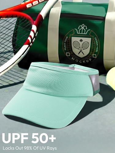 Sun Visor Hat for Women & Men UV Protection Lightweight Sports - color: Mint Green