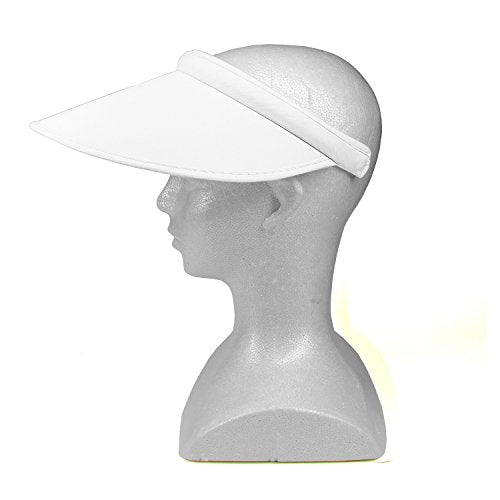 PRO.FASHION Women's Summer Sun UV Protection Visor Wide Brim Clip on Beach Pool Golf Cap Hat - color: White