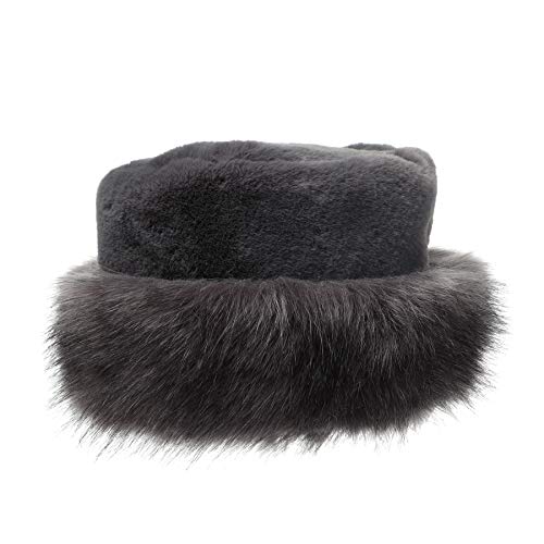 sy soul young Women's Leopard Faux Fur Hats Fluffy Bucket Hat Russian Style - color: Heather Grey