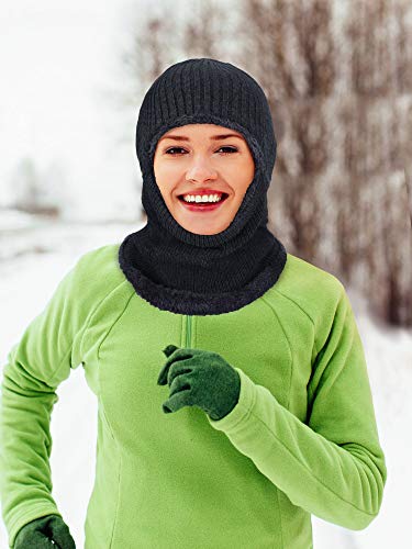 Balaclava Knitted Warmer Windproof Hat Covering Face for Men Women Fleece Outdoor Sports - color: Grey, size: Medium