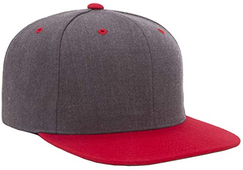Flexfit Unisex Adult Yp Classics Premium Snapback Cap – 2-Tone - color: Dark Heather/Red