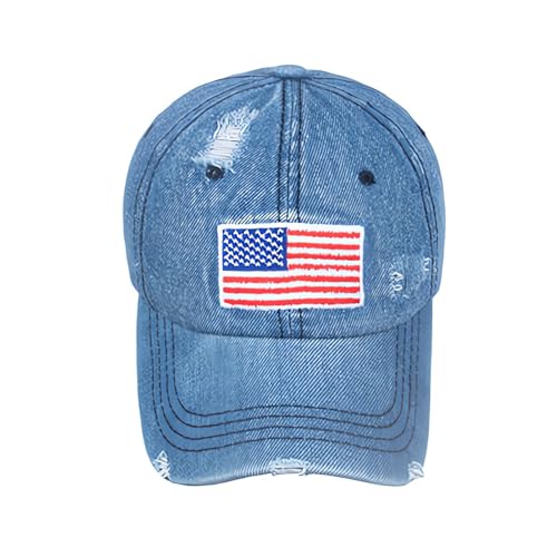 American Flag Baseball Caps Embroiderred USA Flag Patriotic Dad Hat Adjustable Trucker Hats for Men Women - color: Usa Flag Blue 2#